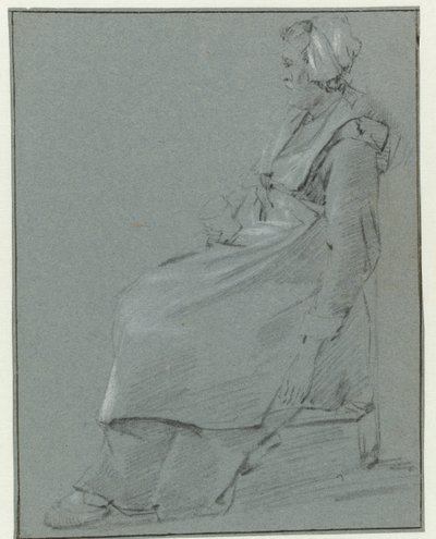 Femme assise, de profil à gauche, portant une petite coiffe et tenant un verre dans sa main droite - Cornelis Pietersz. Bega (circle of)