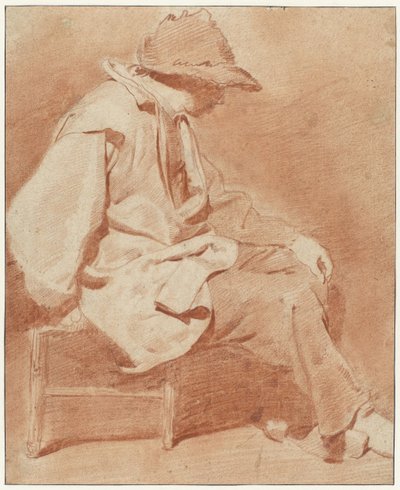Homme assis portant une casquette, la main gauche sur le genou, face à droite - Cornelis Pietersz. Bega