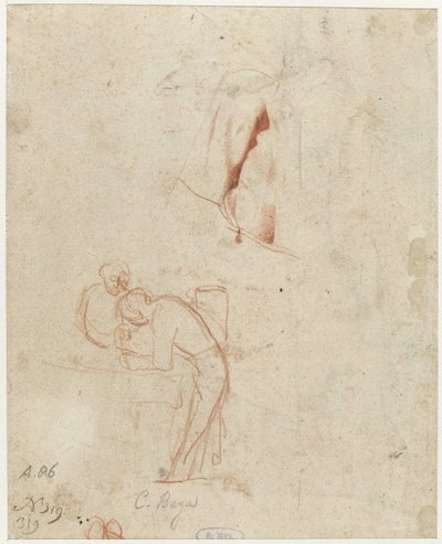 Esquisse de deux figures debout et étude de draperie - Cornelis Pietersz. Bega