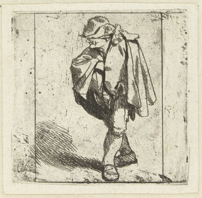 Homme debout avec la main droite sur la poitrine dans son manteau - Cornelis Pietersz. Bega