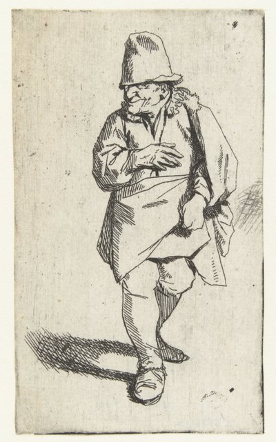 Homme debout avec un haut-de-forme ou un bonnet, main droite sur la poitrine - Cornelis Pietersz. Bega