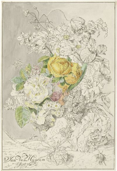 Bouquet de fleurs - Cornelis Ploos van Amstel (signed by artist)