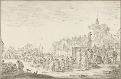 Marché aux poissons - Cornelis Ploos van Amstel (signed by artist)