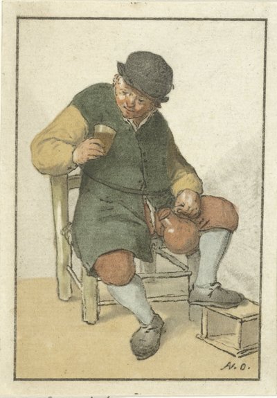 Paysanne assise avec une cruche - Cornelis Ploos van Amstel (signed by artist)
