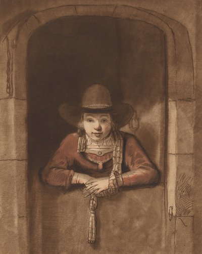 Garçon penché sur une porte basse - Cornelis Ploos van Amstel