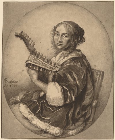 Dame avec un luth à double tête - Cornelis Ploos van Amstel
