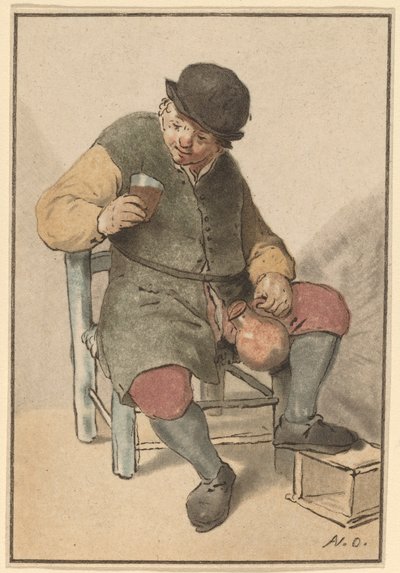 Paysanne assise avec une cruche - Cornelis Ploos van Amstel