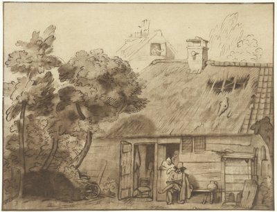 Dessinateur devant une ferme - Cornelis Ploos van Amstel