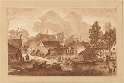 Village avec étang - Cornelis Ploos van Amstel