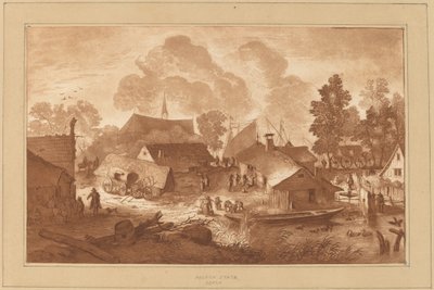Village avec étang - Cornelis Ploos van Amstel