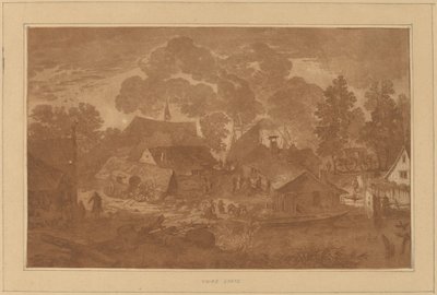 Village avec étang - Cornelis Ploos van Amstel