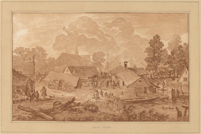 Village avec étang - Cornelis Ploos van Amstel