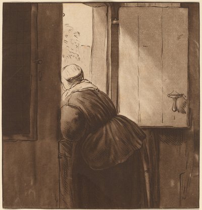 Femme penchée sur une porte basse, 1761, publié en 1765 - Cornelis Ploos van Amstel