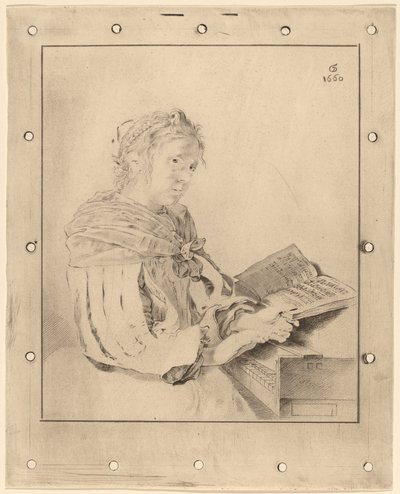 Jeune fille au clavier - Cornelis Ploos van Amstel