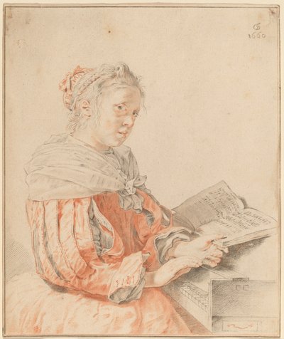 Jeune fille au clavier - Cornelis Ploos van Amstel