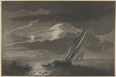 Vue de mer avec pleine lune - Cornelis Ploos van Amstel