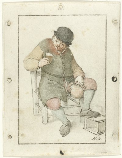 Paysanne assise avec une cruche - Cornelis Ploos van Amstel