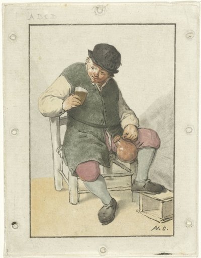 Paysans assis avec une cruche - Cornelis Ploos van Amstel