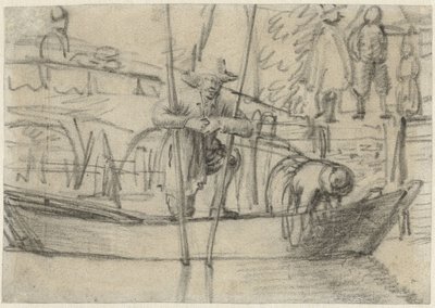 Homme et femme dans un bateau près de la rive - Cornelis Saftleven (attributed to)