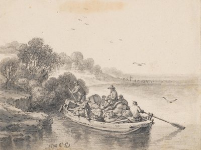 Un ferry lourdement chargé - Cornelis Saftleven
