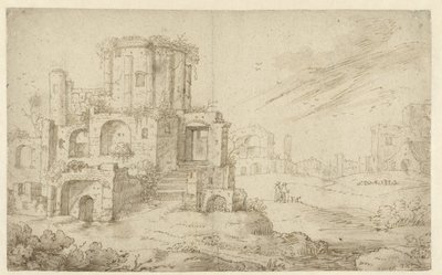 Paysage avec des ruines antiques - Cornelis Saftleven