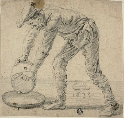 Homme avec un tonneau - Cornelis Saftleven