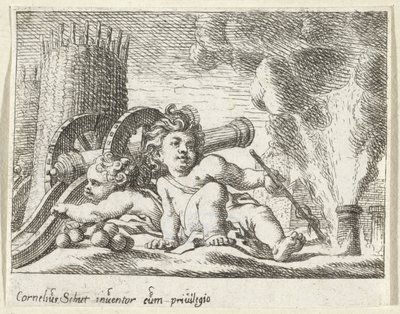Deux enfants avec des canons - Cornelis Schut (I)