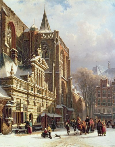 Vue de la Hoofdwacht et de la Grote Kerk, Zwolle - Cornelis Springer