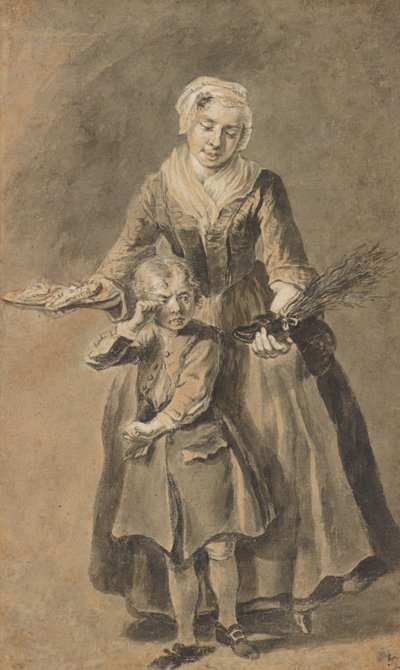 Une femme montre à un garçon en pleurs son sabot d
