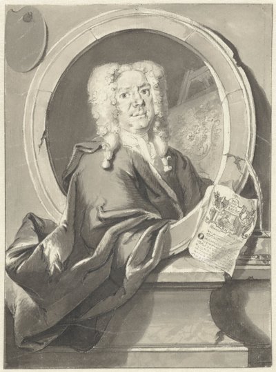 Portrait de Jacob Campo Weyerman en médaillon - Cornelis Troost