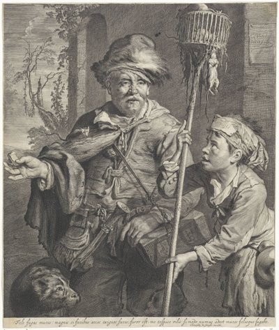 Le joueur de flûte de Hamelin avec son serviteur - Cornelis Visscher (II)