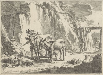 Paysage avec femme nourrissant son enfant (Paysages) - Cornelis Visscher (II)