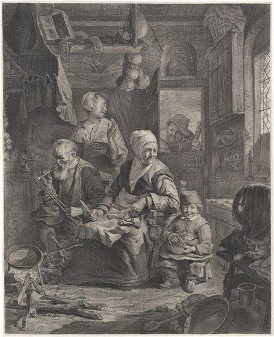 Femme faisant des crêpes - Cornelis Visscher (II)
