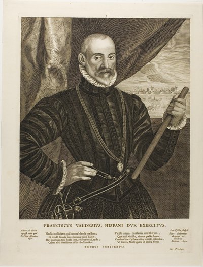 Francisco Valdes, commandant espagnol, planche 1 de Quatuor Personae - Cornelis Visscher