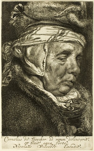Tête de vieille femme (soi-disant portrait de la mère de Visscher) - Cornelis Visscher