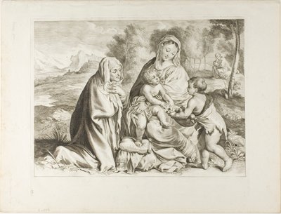 La Sainte Famille avec Saint Jean Baptiste et Sainte Elisabeth, du Cabinet Reynst - Cornelis Visscher