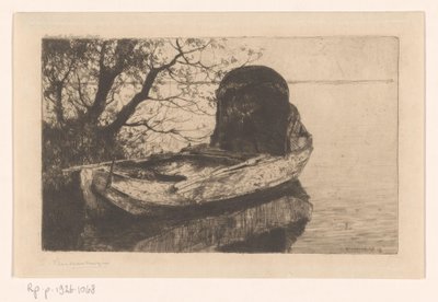 Barque amarrée avec un auvent - Cornelis Vreedenburgh (signed by artist)