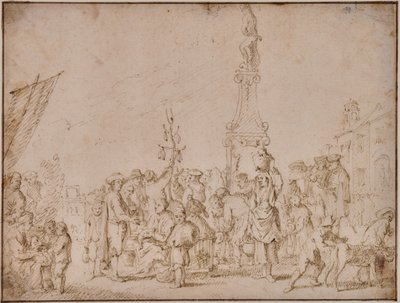 Scène de marché italien - Cornelis de Wael