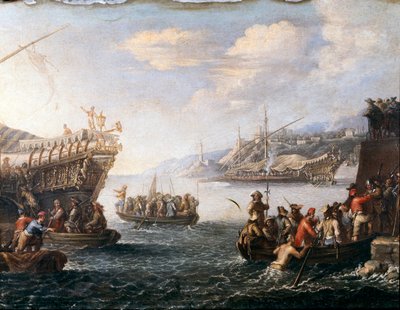 Soldats embarquant pour combattre les Turcs dans le port de Gênes - Cornelis de Wael