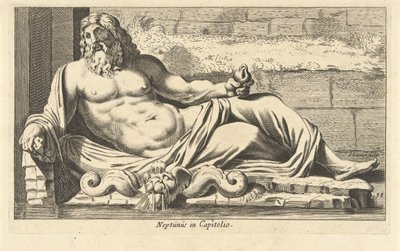 Statue de Neptune près de la fontaine au Capitole à Rome - Cornelis van Dalen (I)