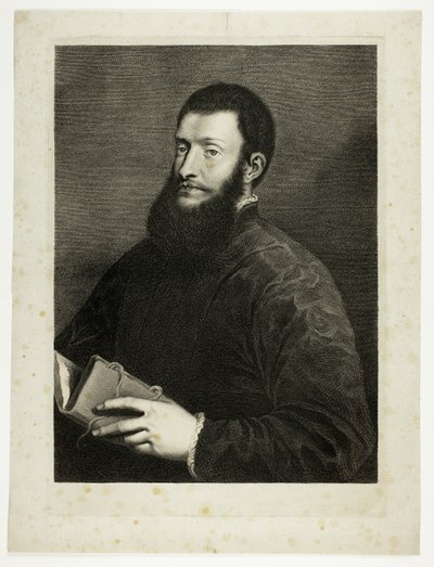 Portrait du poète Pietro Aretino, tiré du Cabinet Reynst ; Variarum imaginum a celeberrimis artificibus pictarum Caelaturae (Cabinet Reynst : Gravures de diverses images peintes par des artistes célèbres) - Cornelis van Dalen II