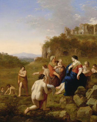 La découverte de Moïse - Cornelis van Poelenburgh or Poelenburch