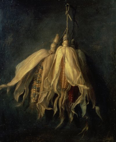 Trois épis de maïs suspendus à un clou - Cornelis van Spaendonck