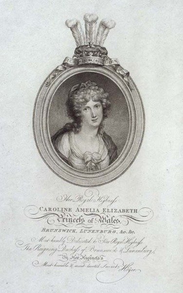 Son Altesse Royale, Caroline Amelia Elizabeth, Princesse de Galles (1768-1821), gravée par P. Sintzenich - Cornelius (after) Hoyer