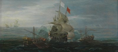 Un navire français et des pirates barbares, vers 1615 - Cornelius Bol