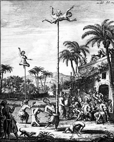 Découverte des Indes: jeux - dans "Voyages de W. Shouten aux Indes de l