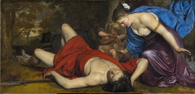 Vénus et Cupidon pleurant Adonis mort - Cornelius Holsteyn