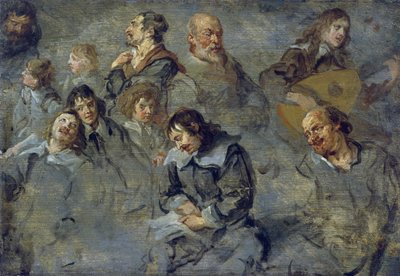 Études de têtes masculines - Cornelius I Schut