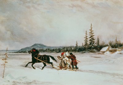 Habitants en traîneau, c.1855 - Cornelius Krieghoff