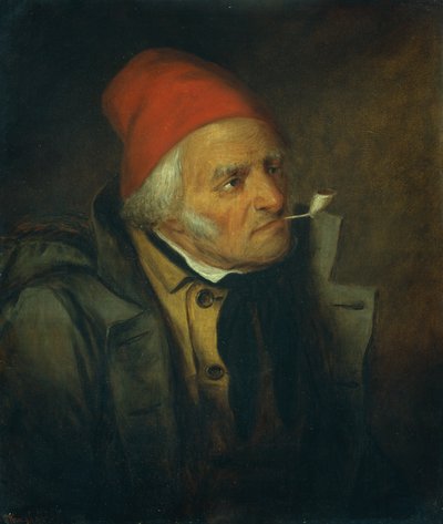 Homme au chapeau rouge et pipe - Cornelius Krieghoff